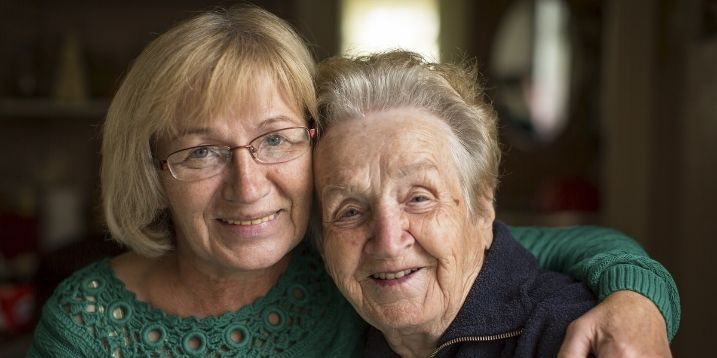 Photo of adult woman with senior mother